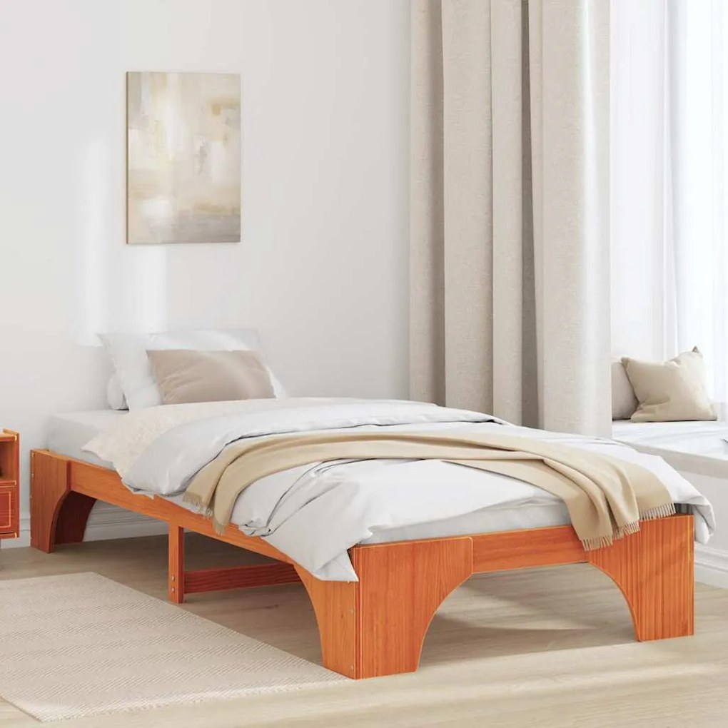 vidaXL Cama Castanho 90x200 cm de Madeira de Pinho