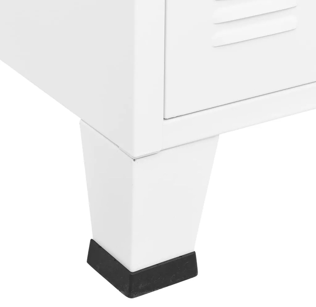 Aparador industrial 105x35x62 cm metal e vidro branco