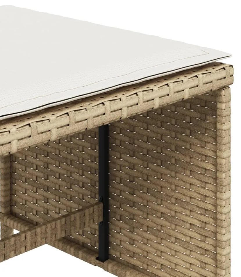 Bancos de jardim com almofadões 4 pcs 40x40x35 cm vime PE bege