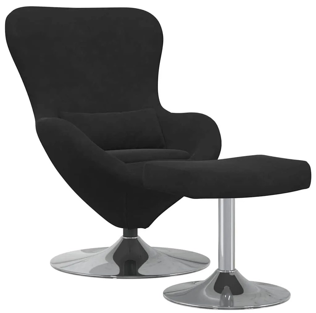 Poltrona Egg vidaXL com Puff Veludo Preto