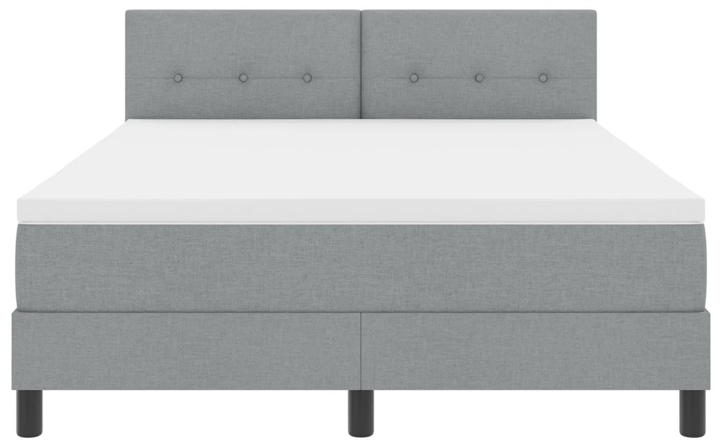 Cama Box Spring com colchão Cinza Claro 140x190 cm Tecido