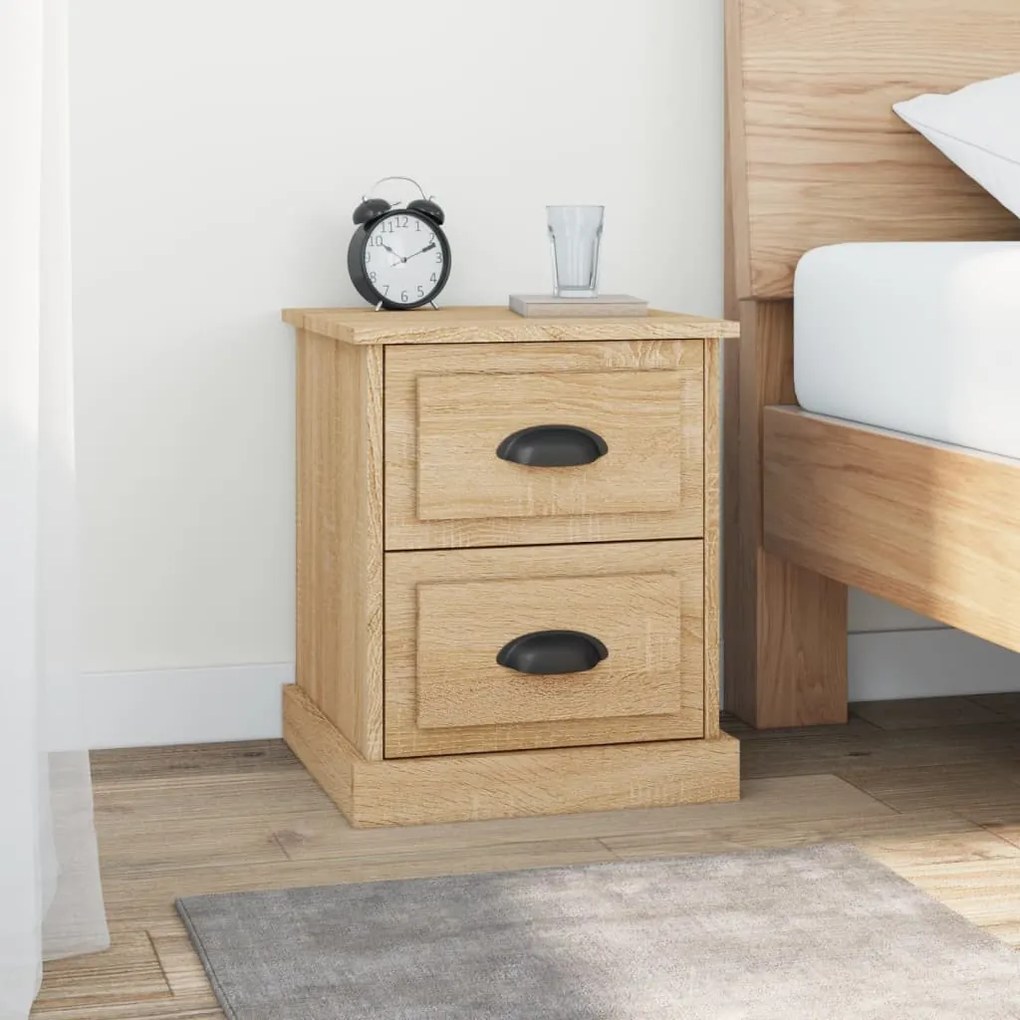 vidaXL Mesas cabeceira 2 pcs derivados de madeira carvalho sonoma