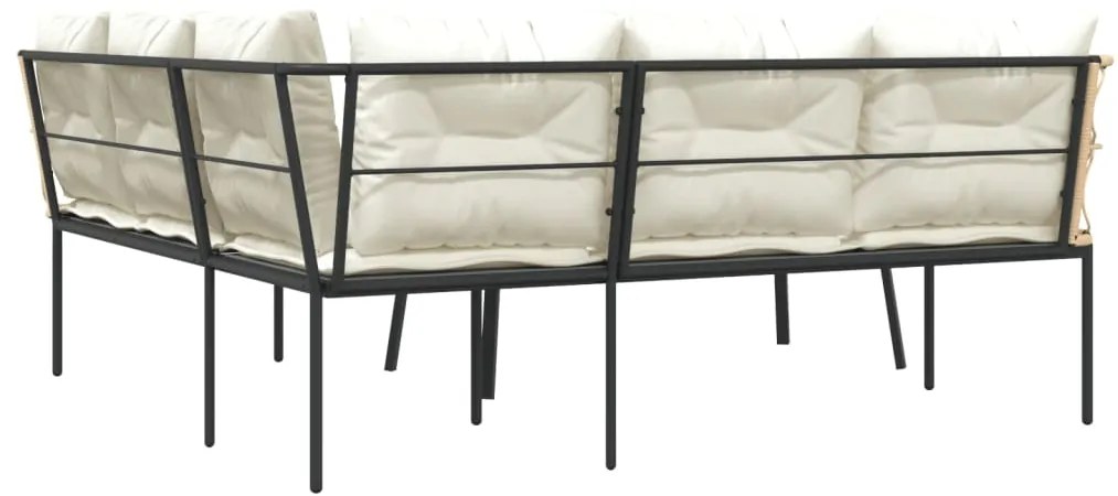 Conjunto de sofás de jardim c/ almofadões aço/textilene preto