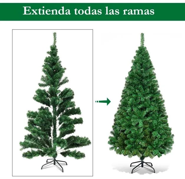 Árvore de Natal Artificial de 1,5m com Base Metálica Material PVC Casa Árvore de Abeto Verde