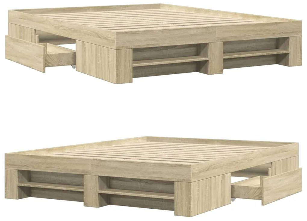 Estrutura cama s/ colchão derivados de madeira carvalho sonoma