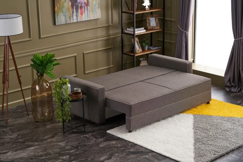 Sofá-Cama de 3 Lugares Ece – Castanho – 215x88x90 cm