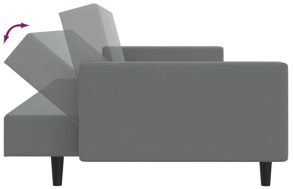 Sofá-cama de 2 lugares veludo cinzento-claro