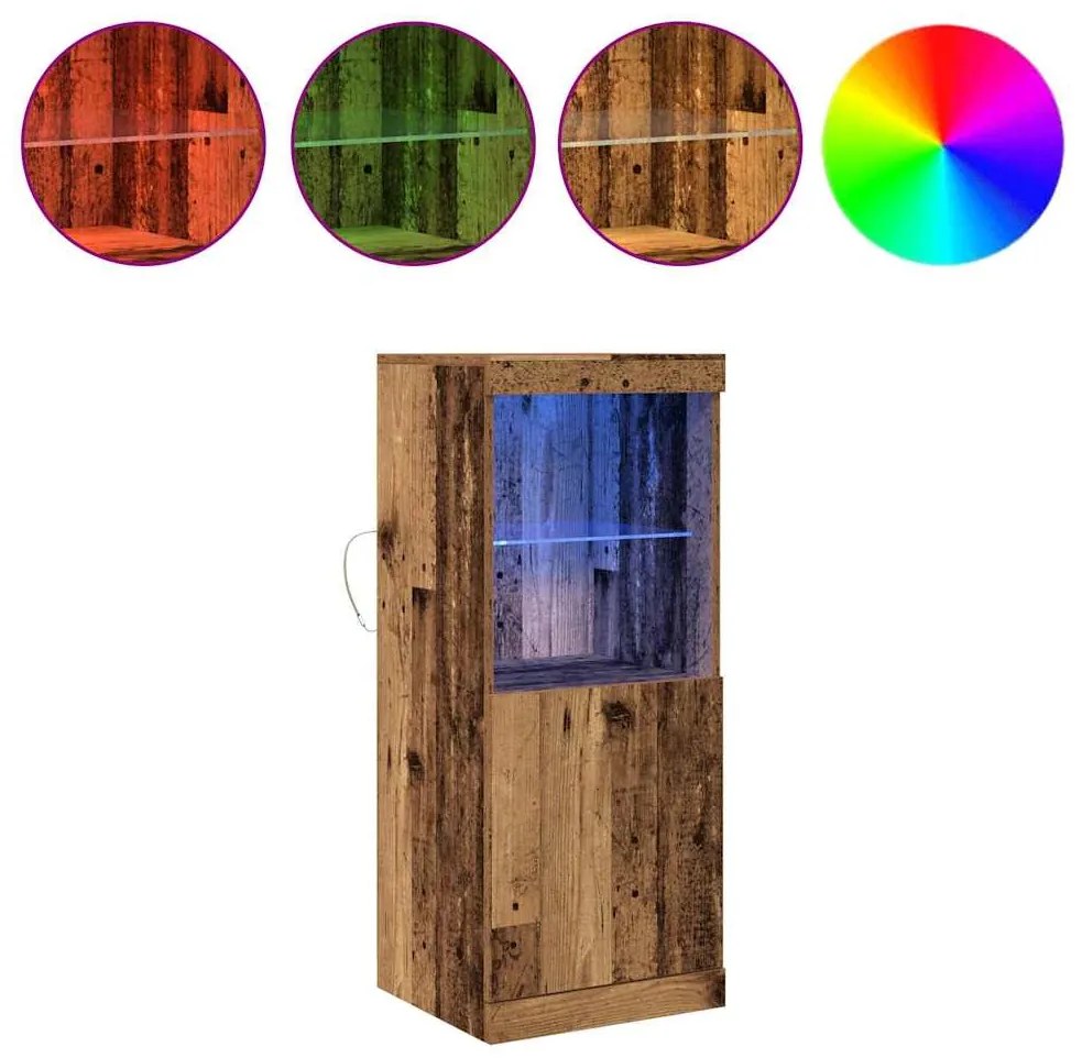 Sideboard vidaXL com luzes LED em madeira velha 41x37x100 cm