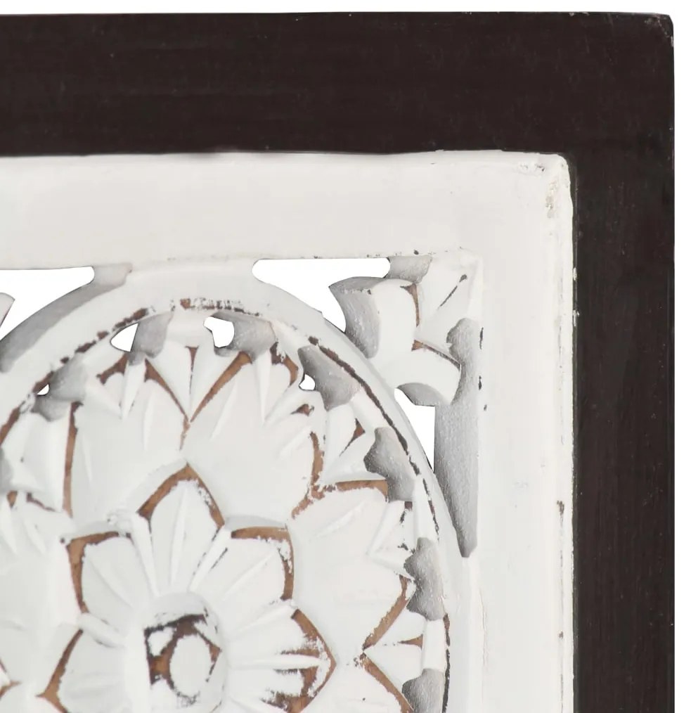 Painel parede esculpido à mão MDF 40x40x1,5 cm castanho/branco