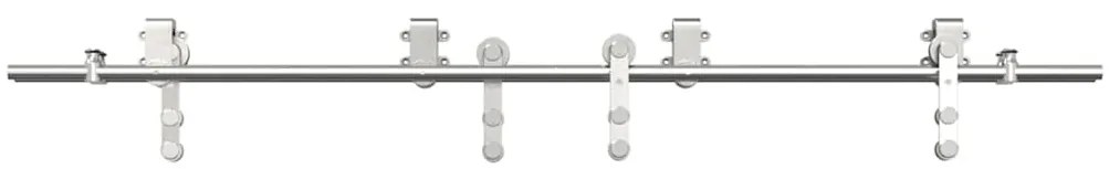 Kit ferragens p/ porta deslizante 183cm aço inoxidável prateado