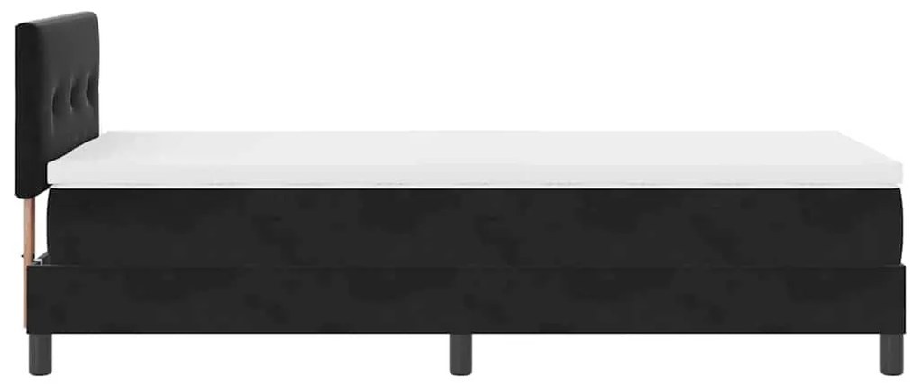 Cama Box Spring vidaXL com Colchão Preto Solteiro Veludo