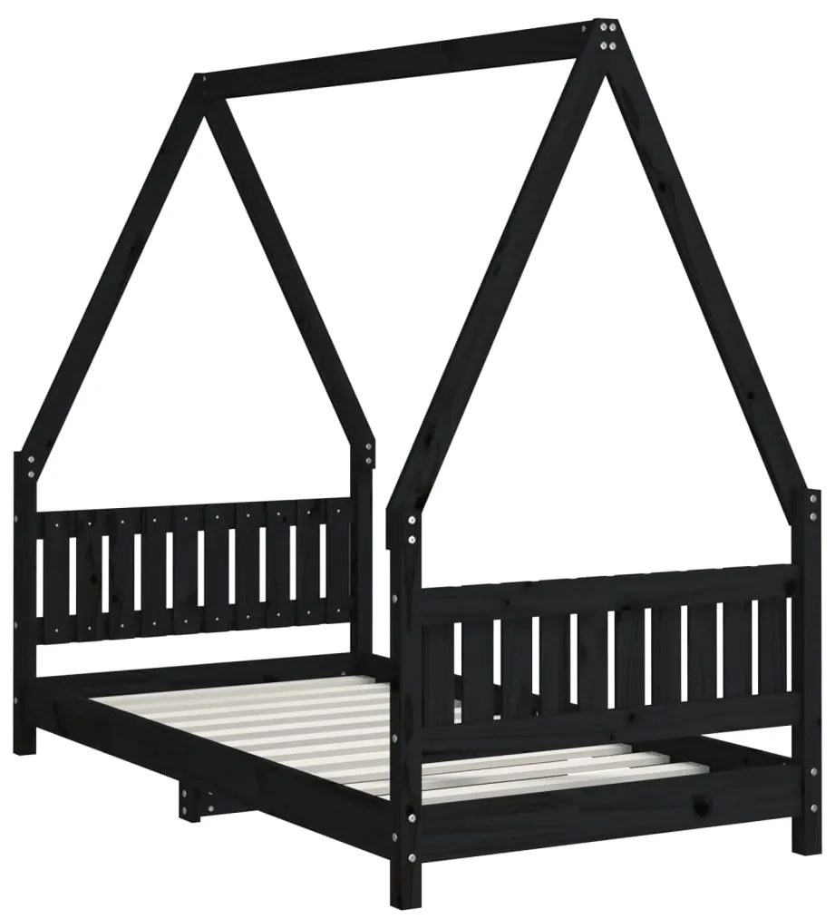 Estrutura de cama infantil 80x160 cm pinho maciço preto