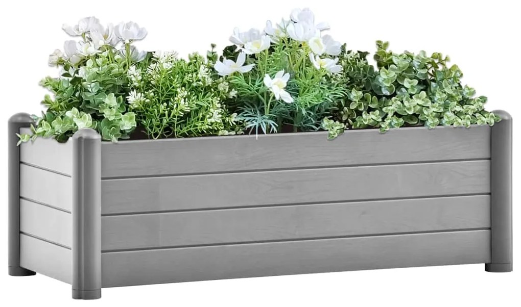 vidaXL Canteiro elevado para jardim PP 100x43x35 cm cinzento pedra