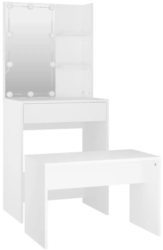 Conjunto toucador c/ LEDs madeira processada branco