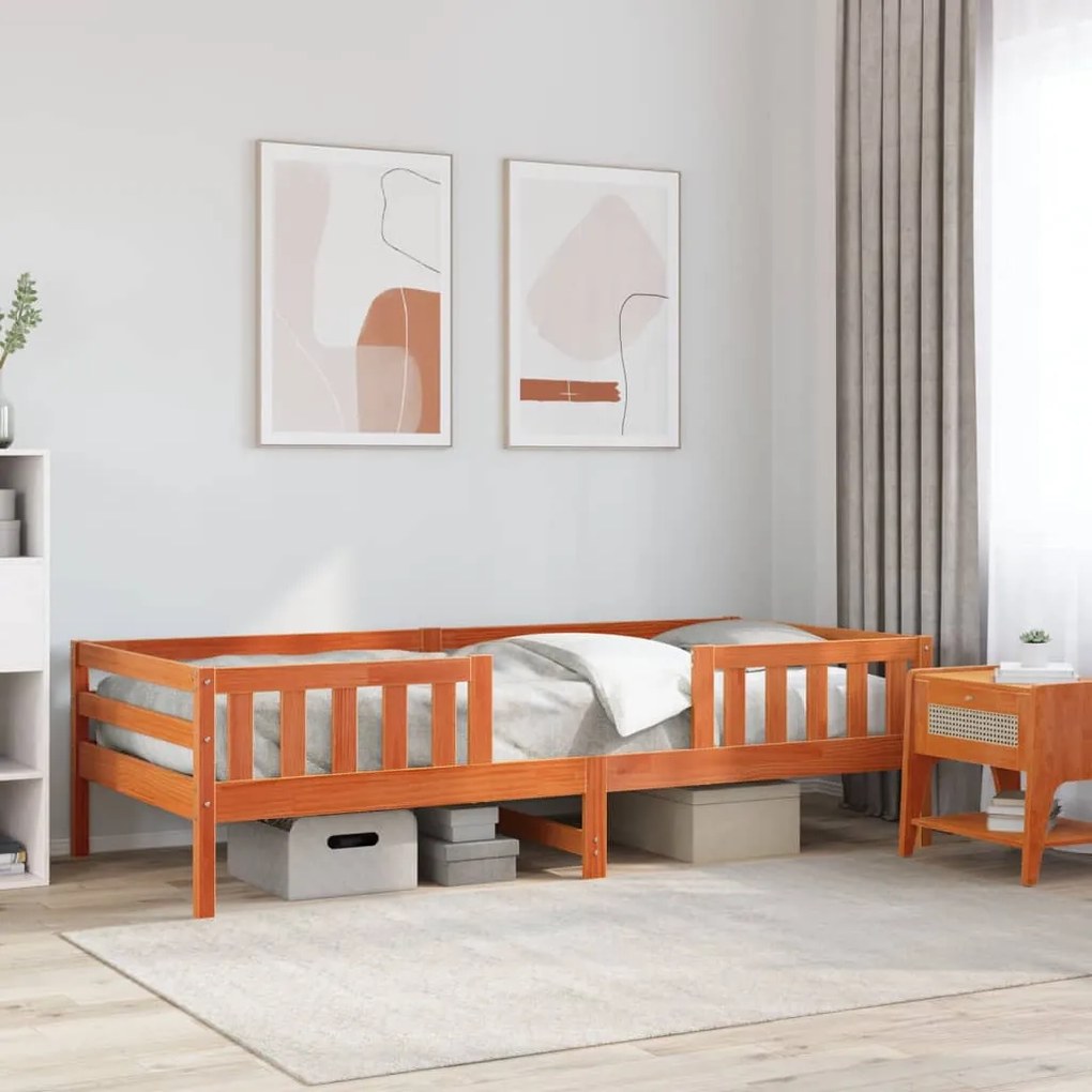 Cama sem colchão 80x200 cm pinho maciço castanho-mel