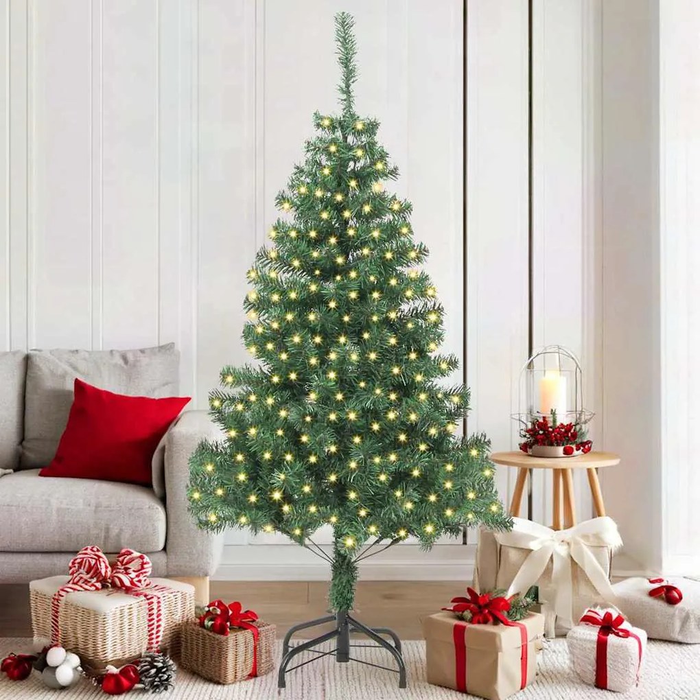 vidaXL Árvore de Natal com 300 LEDs com suporte Verde 180 cm PVC