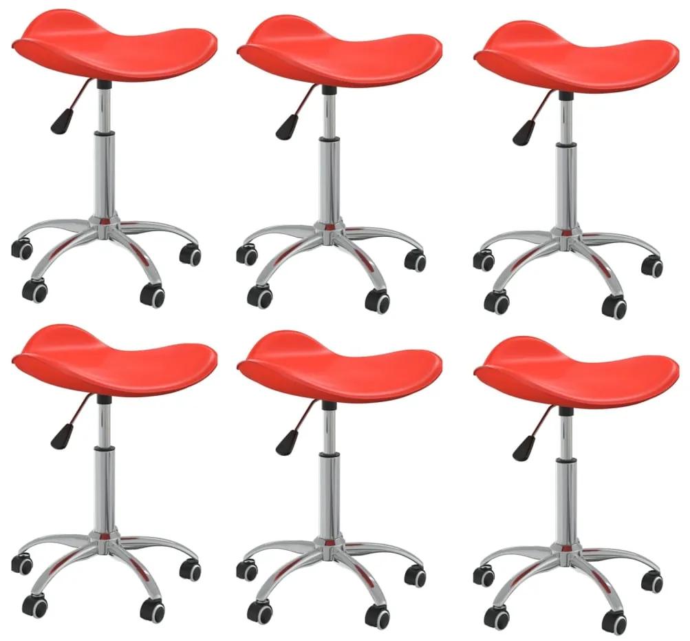 Cadeiras de jantar giratórias 6 pcs couro artificial vermelho
