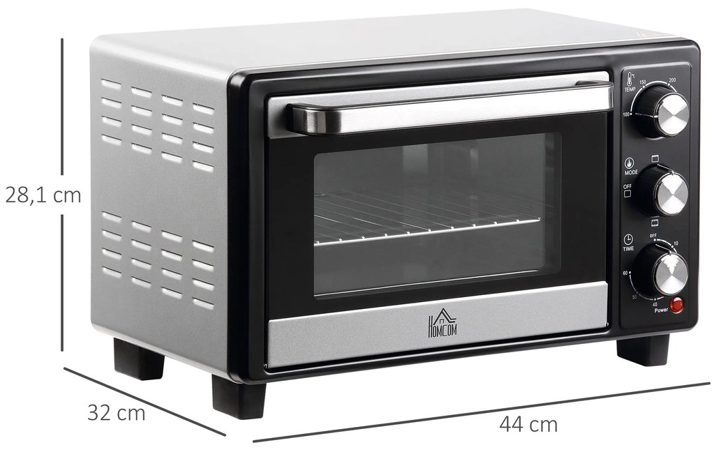 HOMCOM Mini Forno 16L com 3 Modos de Aquecimento Temperatura até 230°C