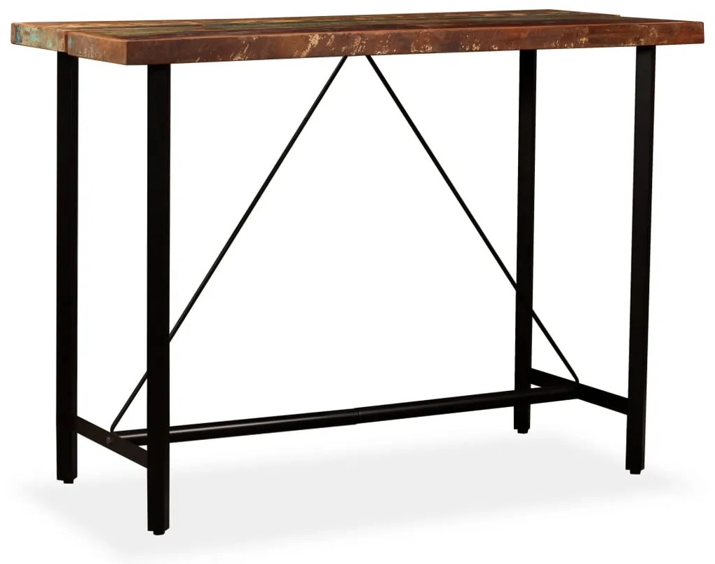 Mesa de bar em madeira reciclada maciça 150x70x107 cm