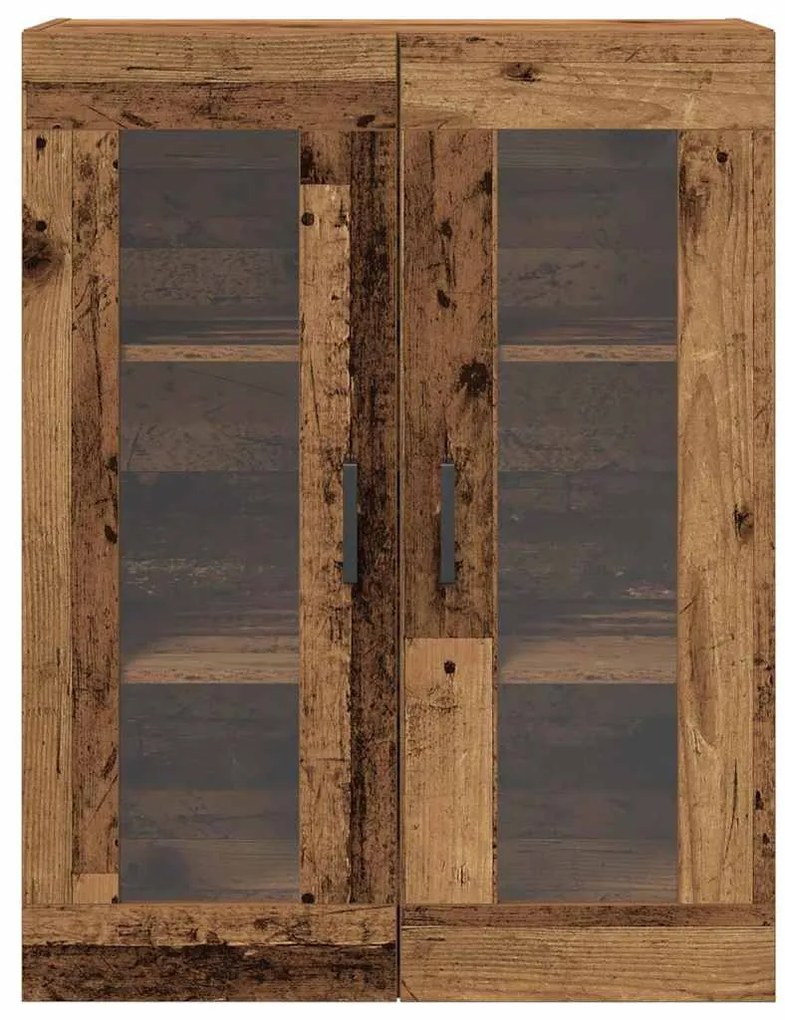 Armário Montado na Parede com Portas de Vidro - Madeira Velha - 69.5x3