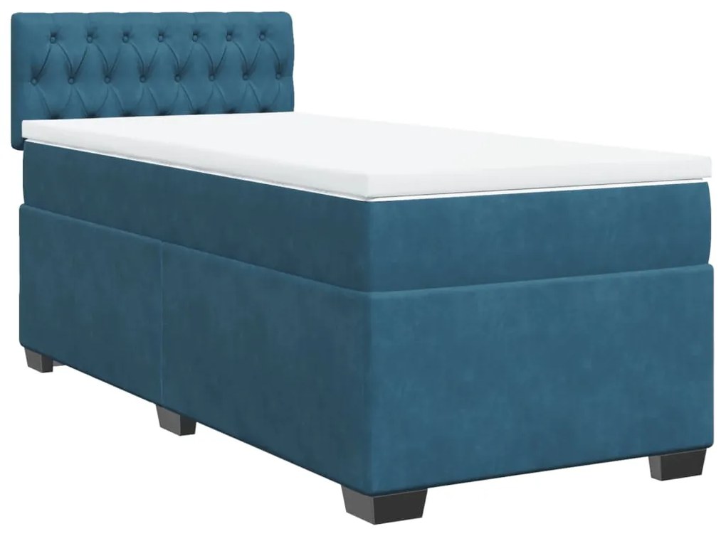 Cama boxspring com colchão 90x190 cm veludo azul