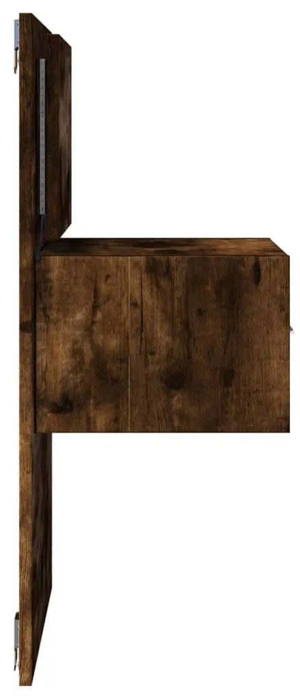 Mesa de cabeceira de parede com luzes LED carvalho fumado