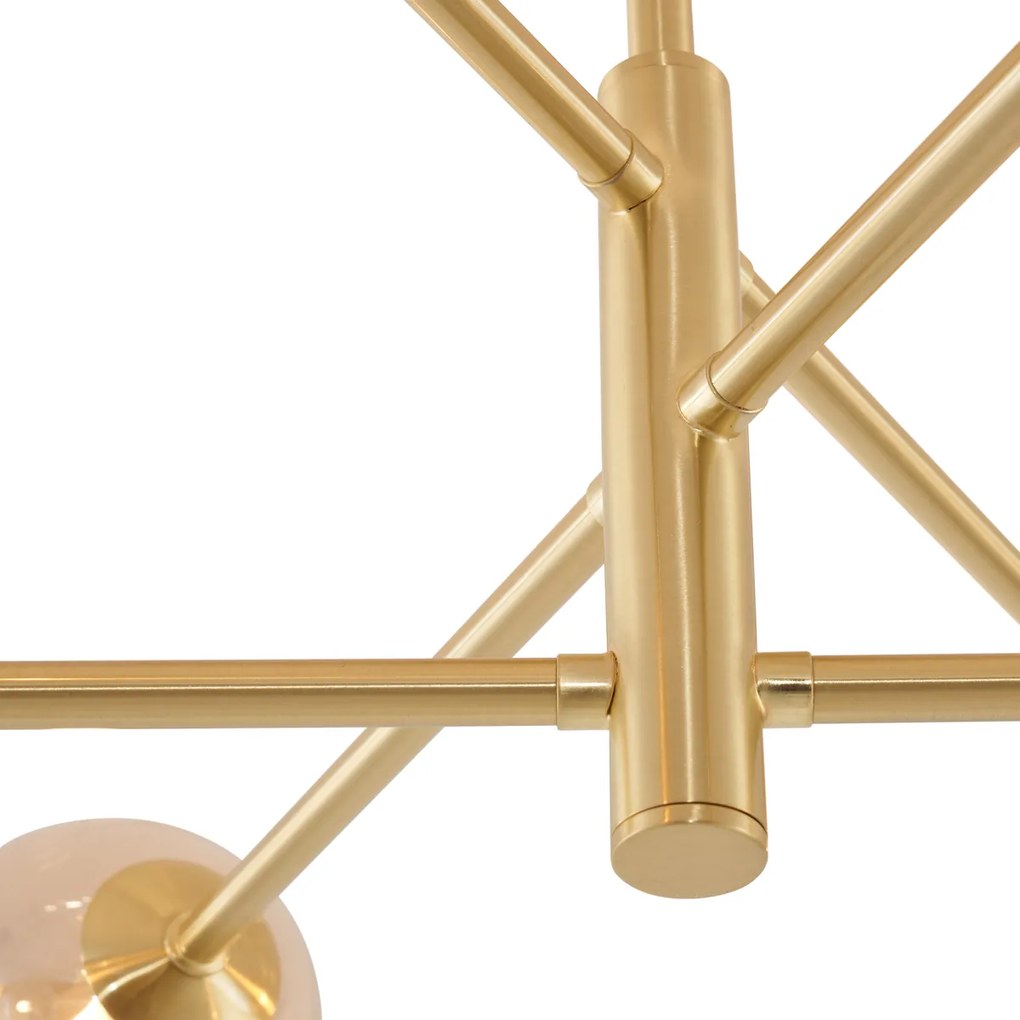 Plafond moderno latão com vidro âmbar 6-luzes - Ryan