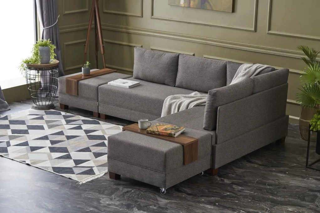 Sofá-Cama de Canto Fly – Castanho – 210x70x280 cm