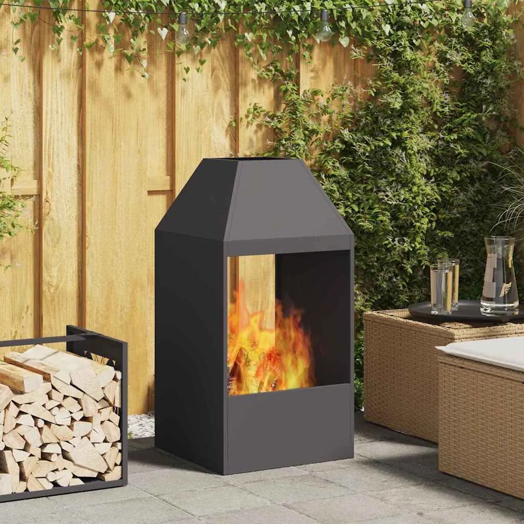 vidaXL Fire Pit Preto 50 x 50 x 100 cm Aço