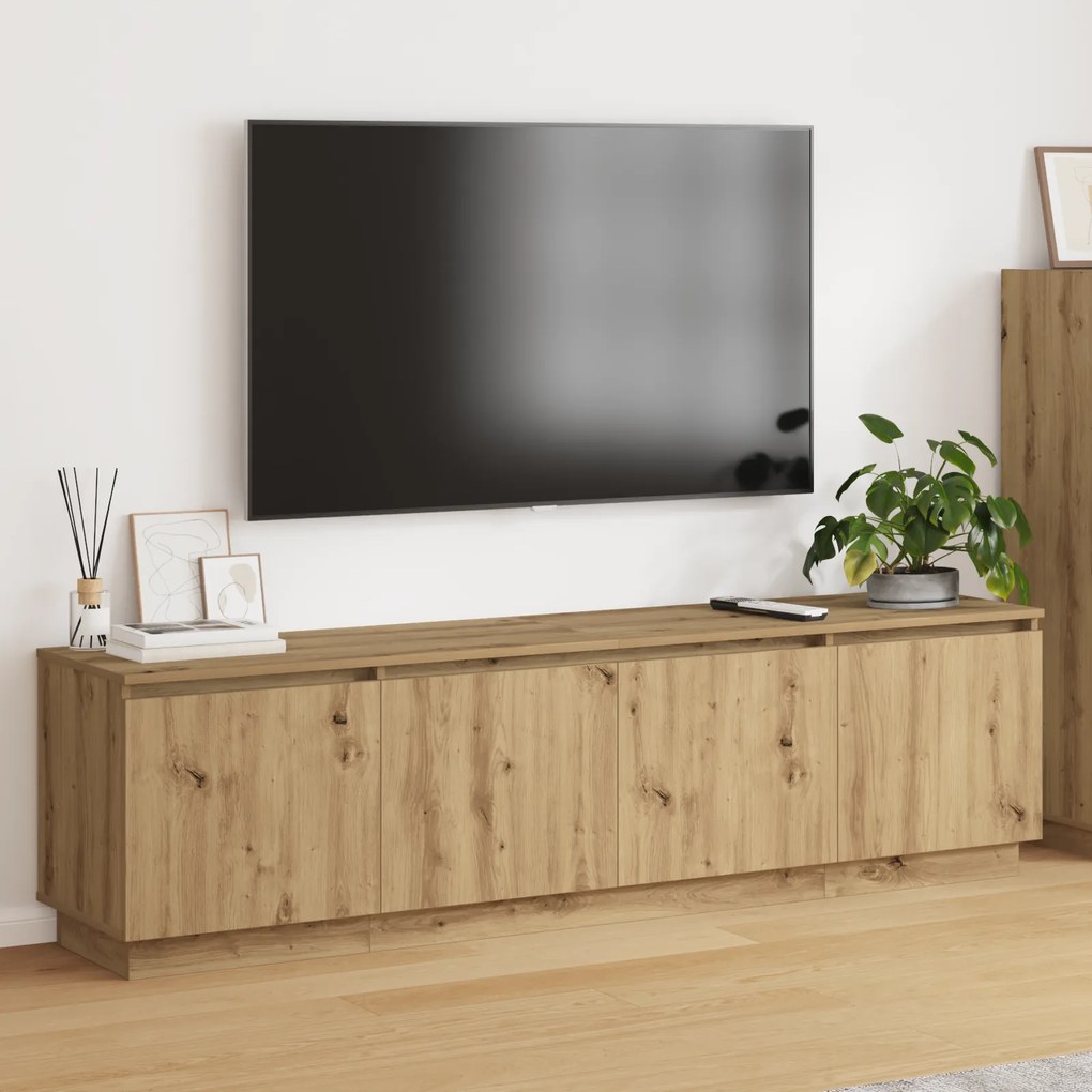 vidaXL Gabinete de TV com LED Carvalho Artesanal 180x38x49 cm Madeira de Engenharia