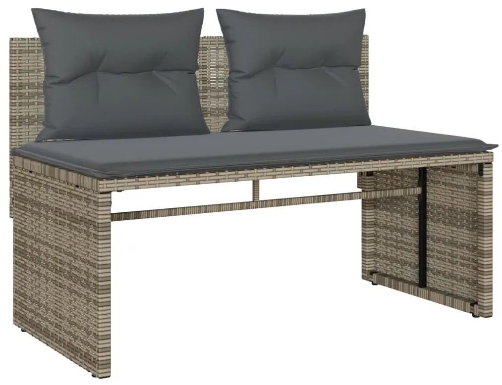 4 pcs conjunto sofás de jardim c/ almofadões vime PE cinzento