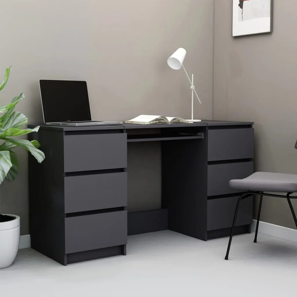 vidaXL Secretária 140x50x77 cm contraplacado cinzento