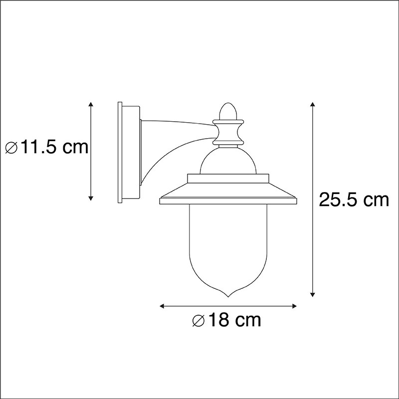 Candeeiro de parede romântico para exterior cinzento escuro - Oxford Clássico / Antigo,Country / Rústico