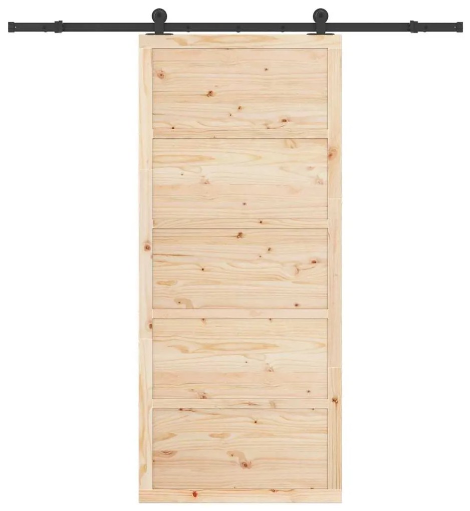 Porta Deslizante Castanho 80 x 208 cm Madeira de pinho maciça