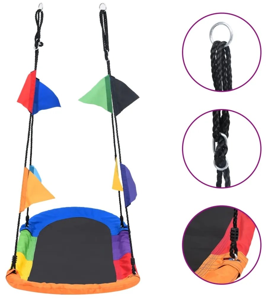 93155 vidaXL Baloiço estilo ninho com bandeiras 165x70 cm