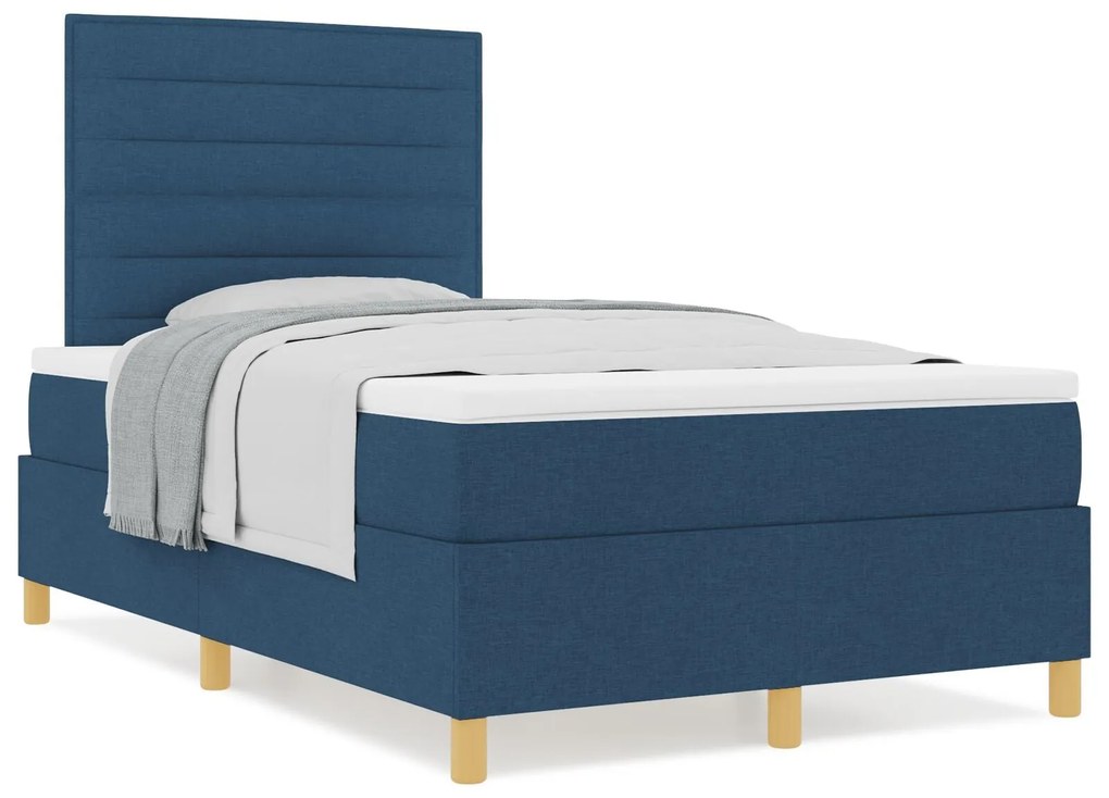 Cama Estrado com Colchão Azul Cama de Casal Pequena Tecido