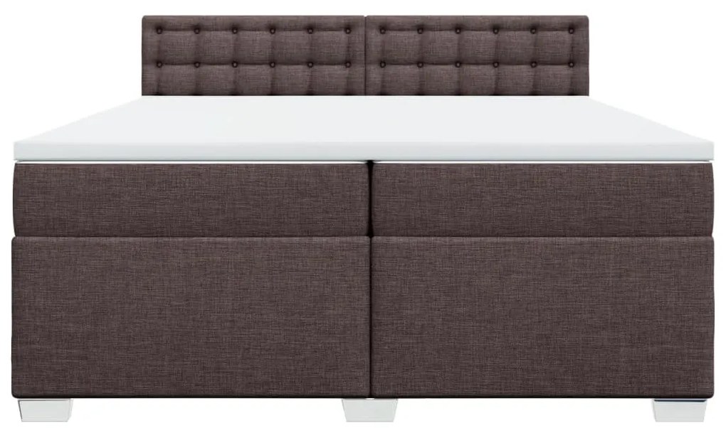 Cama com molas/colchão 200x200 cm tecido castanho-escuro