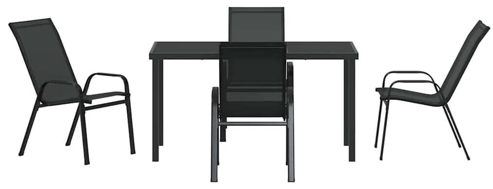Conjunto de Jantar para Jardim com 5 Peças - Textilene Preto e Aço