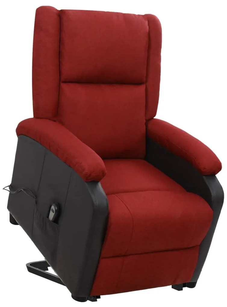 vidaXL Poltrona elevatória tecido vermelho tinto