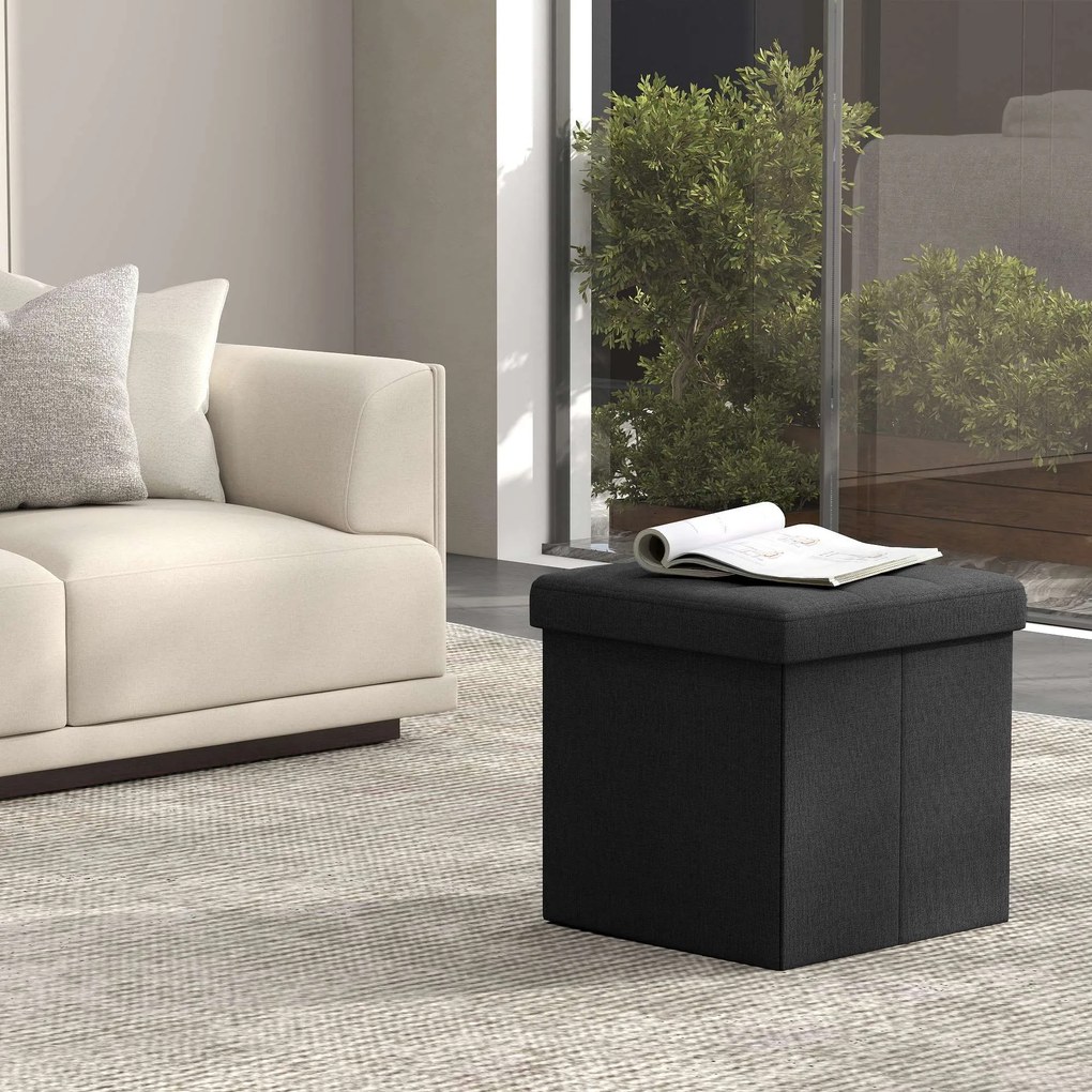 Banco com espaço de arrumação 30 x 30 x 30 cm preto