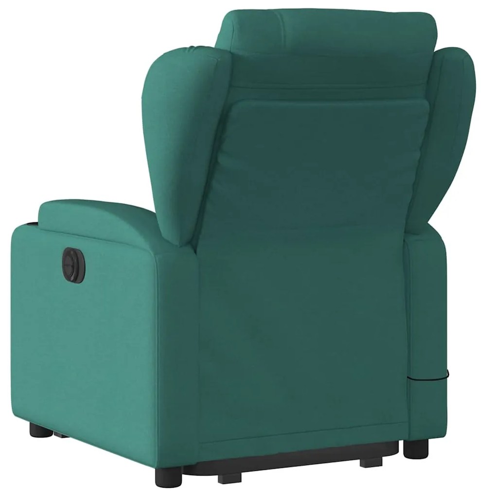 Poltrona reclinável elevatória de massagens tecido verde-escuro
