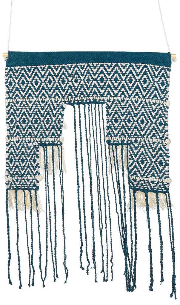 Tapete de parede em lã azul e creme 51 x 77 cm NADRA Beliani