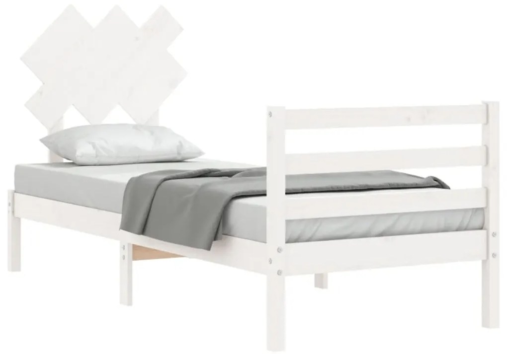Estrutura de cama com cabeceira 90x200 cm madeira maciça