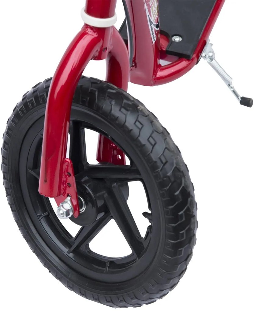 HOMCOM Trotinete com 2 Rodas de 12 Polegadas Trotinete para Crianças com Guiador Ajustável Freio e Cavalete Carga Máxima 100kg 120x52x80-88cm Vermelho
