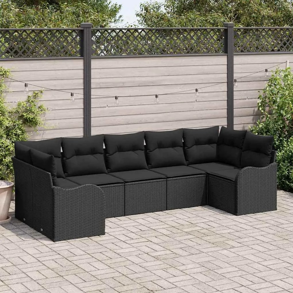Conjunto de Sofá de Jardim Modular de 7 Peças com Almofadas de Rattan