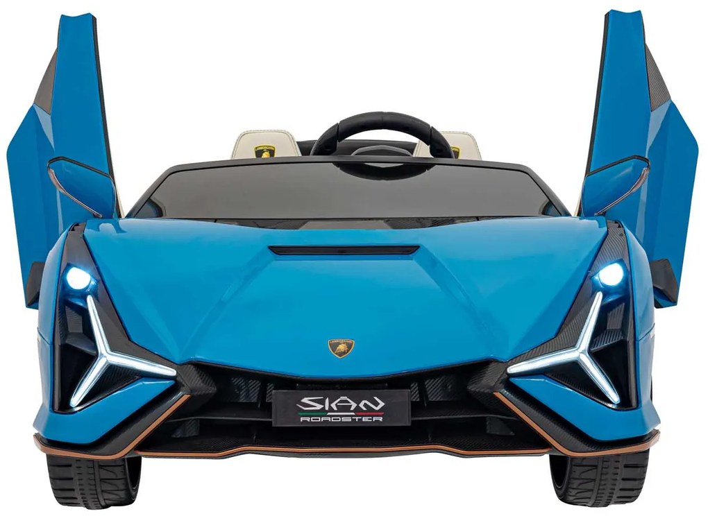 Carro elétrico para Crianças 2 Lugares Lamborghini SIAN 24V 4x4 Rodas Espuma EVA, Assento couro ecológico Azul