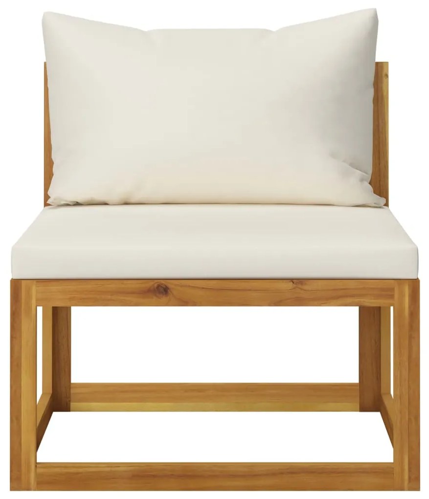 6 pcs conjunto lounge jardim c/ almofadões acácia maciça creme