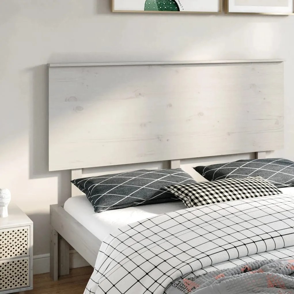 vidaXL Cabeceira de cama 154x6x82,5 cm pinho maciço branco