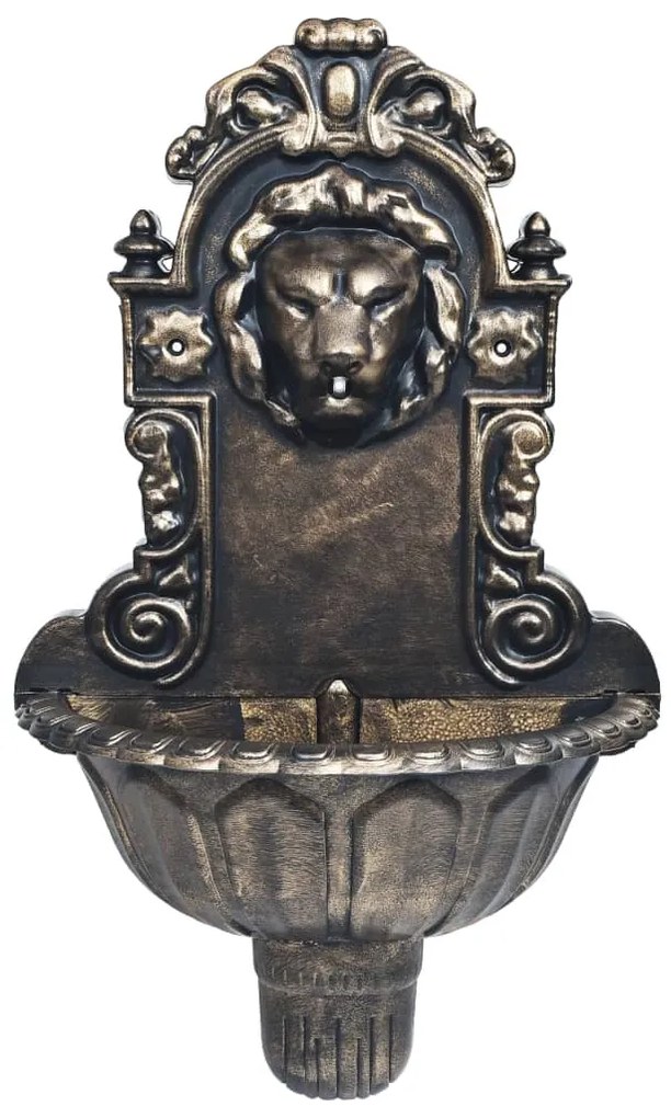 Fonte de parede com design cabeça de leão cor bronze