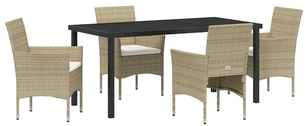 Conjunto de Jantar de Jardim 5 Peças Bege em Rattan Sintético